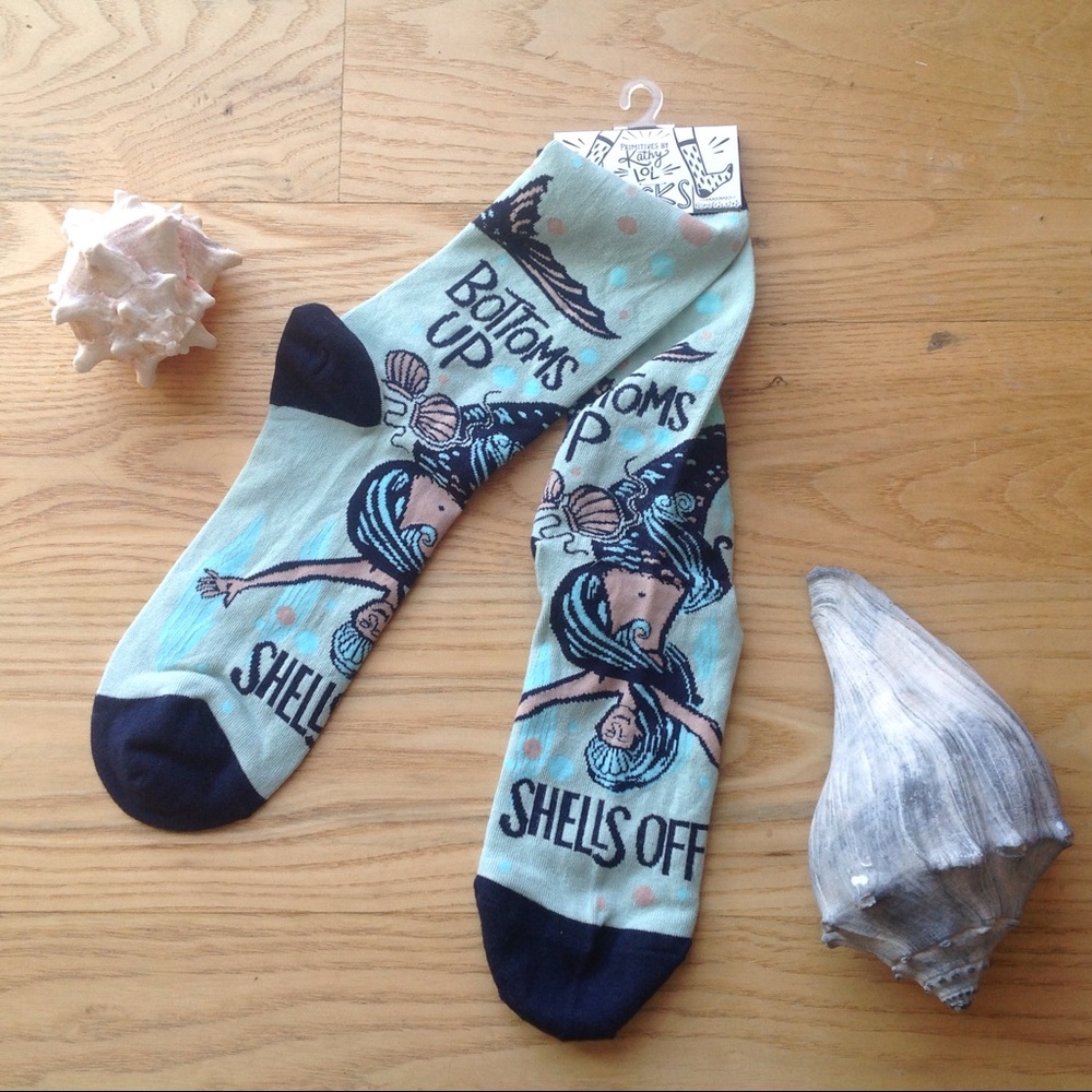 Mermaid Socks Novelty Crew Accessories Blue Unisex